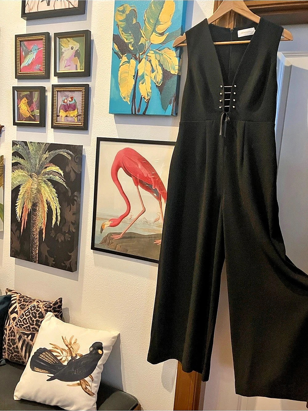 Zimmermann Crepe Link Jumpsuit Black Wide-Leg Size 2